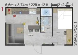 Petite maison mobile avec garage T2