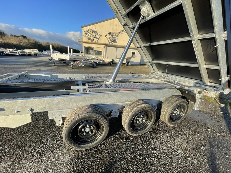 Remorque benne trilatérale Saris K3 406 x 204, 3500 kg, triple essieu, avec frein, ressorts à lames