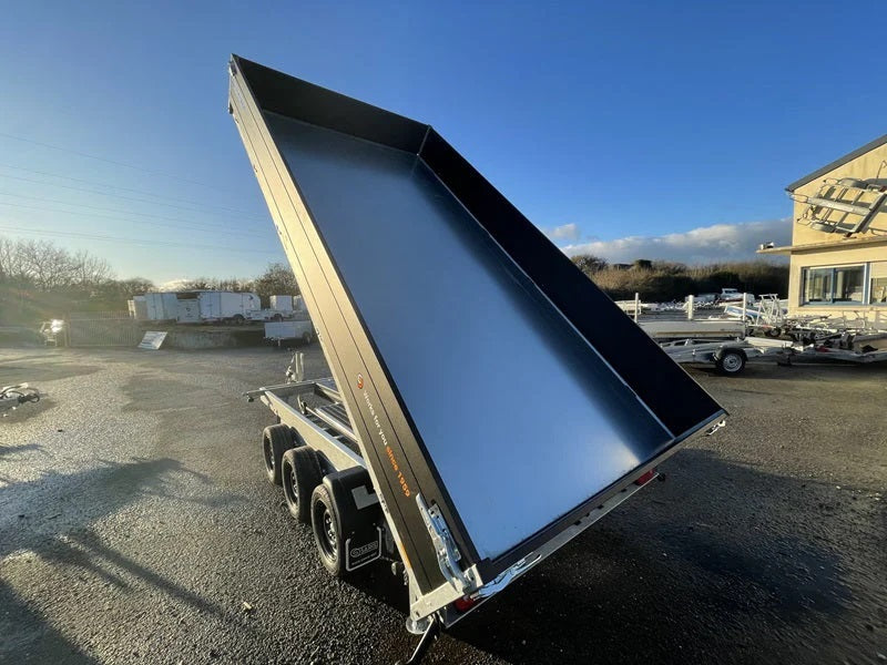 Remorque benne trilatérale Saris K3 406 x 204, 3500 kg, triple essieu, avec frein, ressorts à lames