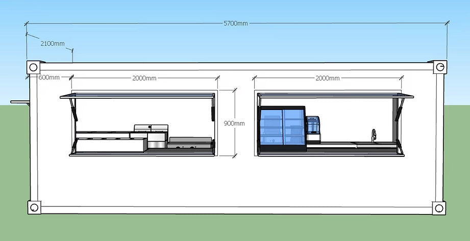 Conteneur Café-Bar Mobile – Kiosque Préfabriqué, Acier Résistant et 100 % Personnalisable