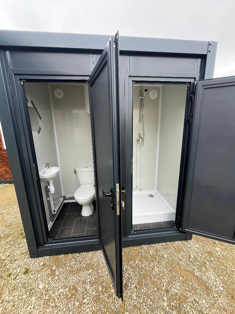 Conteneur sanitaire WC + Lavabo + Douche connectable Gris