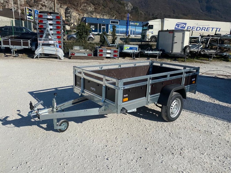 Remorque Martz Holz 230 x 126 cm 500/750 KG PTAC + porte-échelles et ressorts à lames