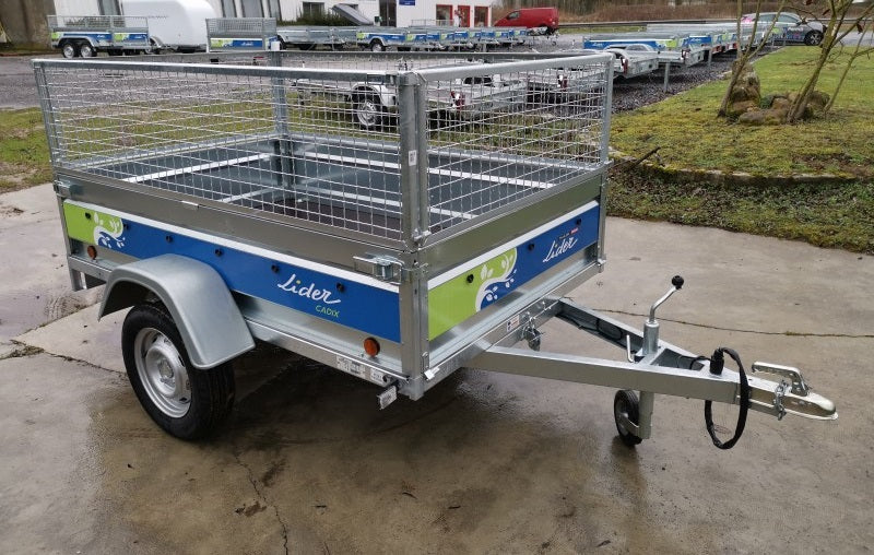 Remorque Cadix 205 × 132 × 39 cm avec extensions de grille de 50 cm