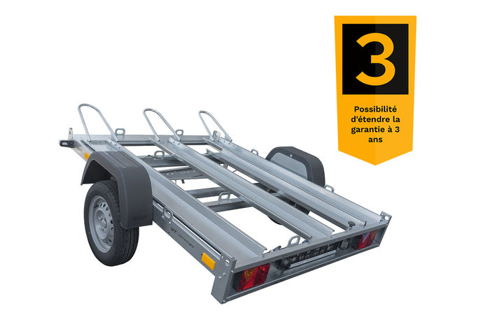 Remorque moto basculante UNITRAILER pour 3 motos avec ressorts