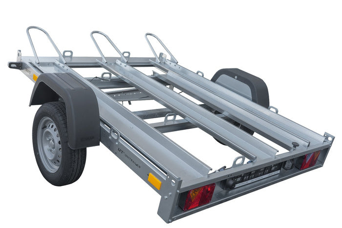Remorque moto basculante UNITRAILER pour 3 motos avec ressorts