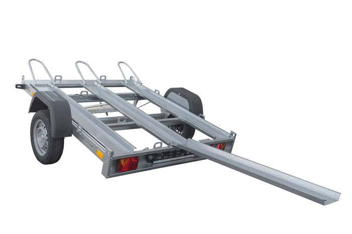 Remorque moto basculante UNITRAILER pour 3 motos avec ressorts