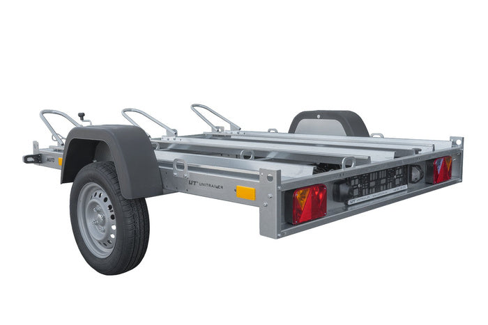 Remorque moto basculante UNITRAILER pour 3 motos avec ressorts